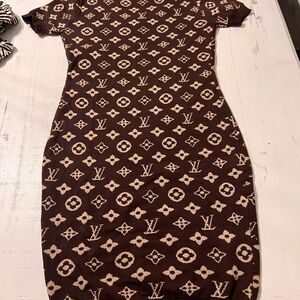 Brown Designer Patterned Dress